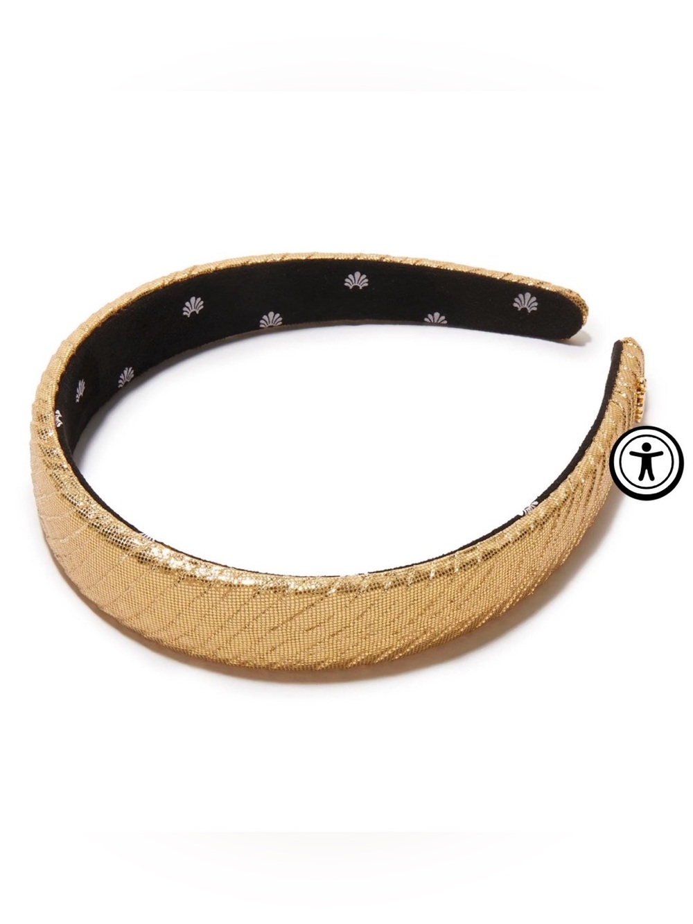NWT Lele Sadoughi Gold Charlotte Crinkled Silk Headband